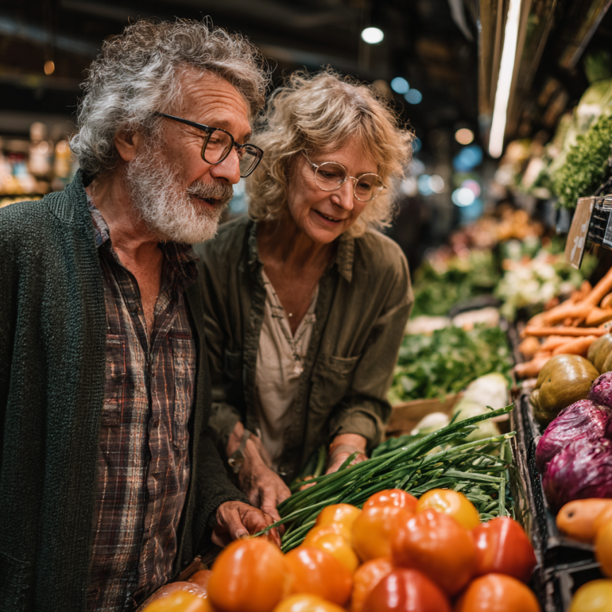 Активна літня жінка з свіжими продуктами на кухні